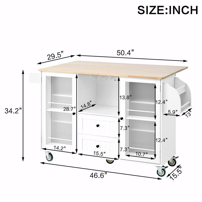 Mobile Kitchen Island Storage Trolley Cart on Wheels