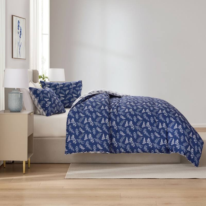 Empyrean 3PC Reversible Botanical Printed Comforter Bedding Set