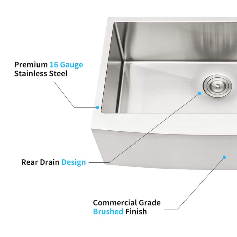 Farmhouse Apron Single Bowl Stainless Steel Kitchen Sink with Workstation