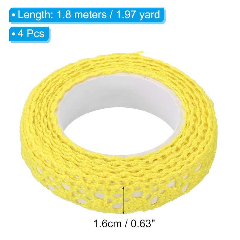 Lace Ribbon Self-Adhesive Lace Tape, 4 Rolls Cotton Masking Sticker