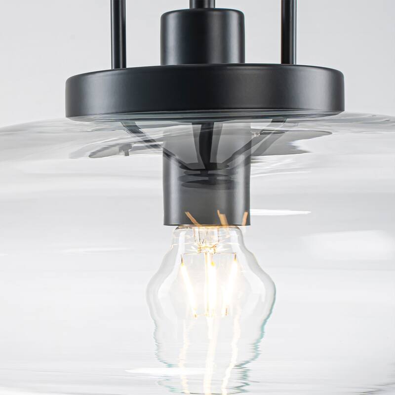 1-Light Matte Black/Brushed Brass Industrial Modern Glass Pendant Light with Swivel Head for Dining Bar & Bedroom