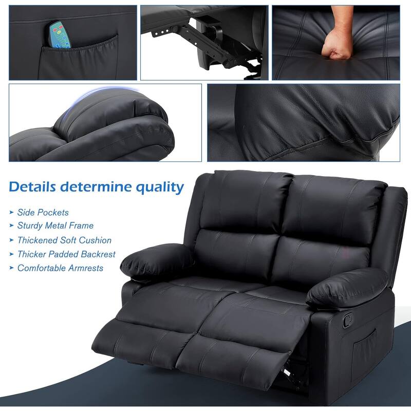 AECOJOY 2-Seater Recliner Loveseat with Heat and Massage Function