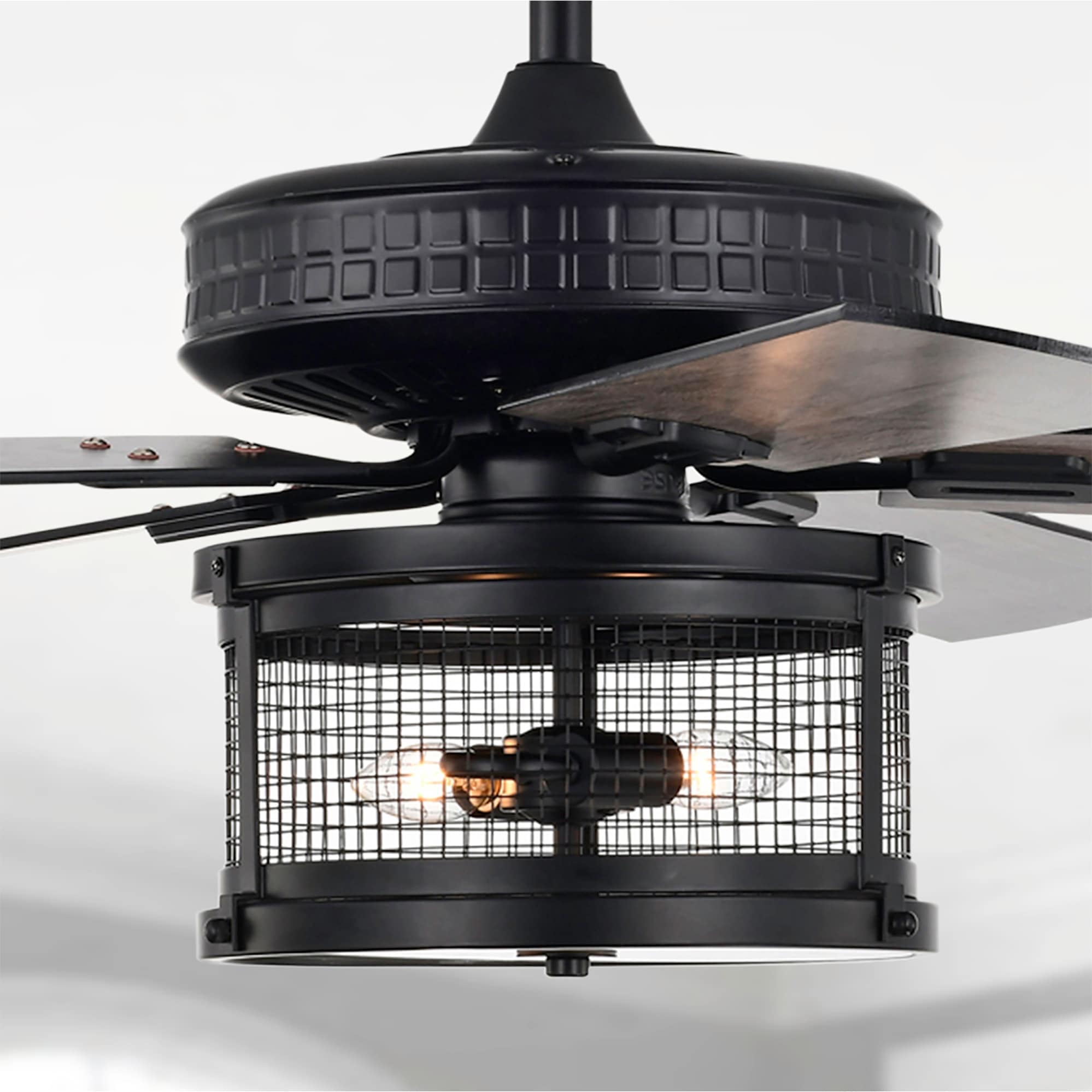 Warehouse of Tiffany Carmella 25 Inch Industrial Style Lighted Ceiling Fan Cage with Remote