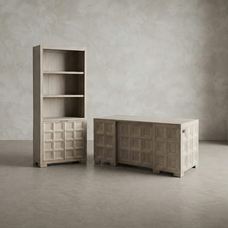 Furniture of America Durem Modern Tawny Brown Executive Desk with Bookcase Set - Tawny Brown