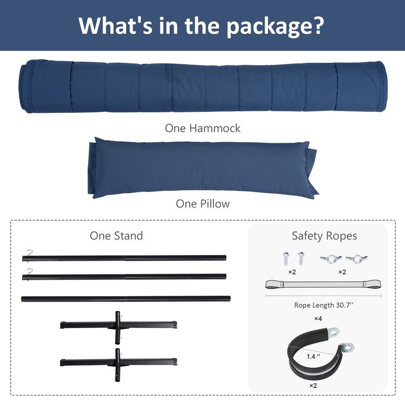 Outdoor Portable Double Hammock with Stand&Pillow Max 475 lbs Capacity