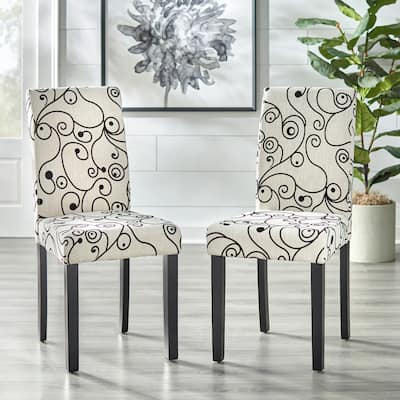 Simple Living Parson Cream and Black Rubber Wood Dining Chairs (Set of 2)
