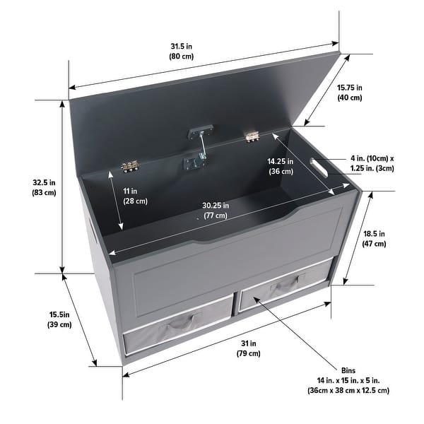 dimension image slide 0 of 3, Taylor & Olive Verbena Toy and Storage Box with Two Baskets