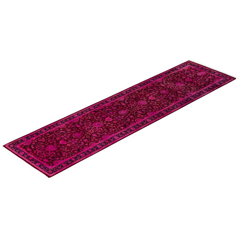 Overton Hand Knotted Wool Vintage Inspired Modern Contemporary Overdyed Pink Runner Rug - 2' 7" x 10' 2"