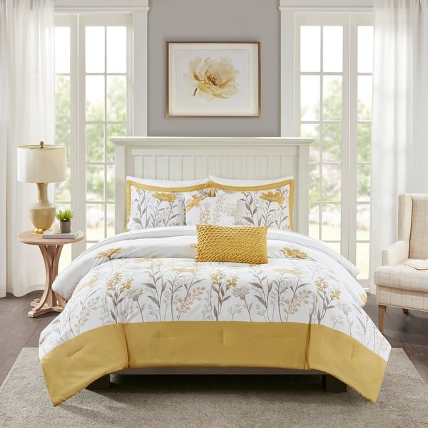 slide 2 of 9, Harbor House Meadow Yellow 5 Piece Cotton Comforter Set Full - Queen