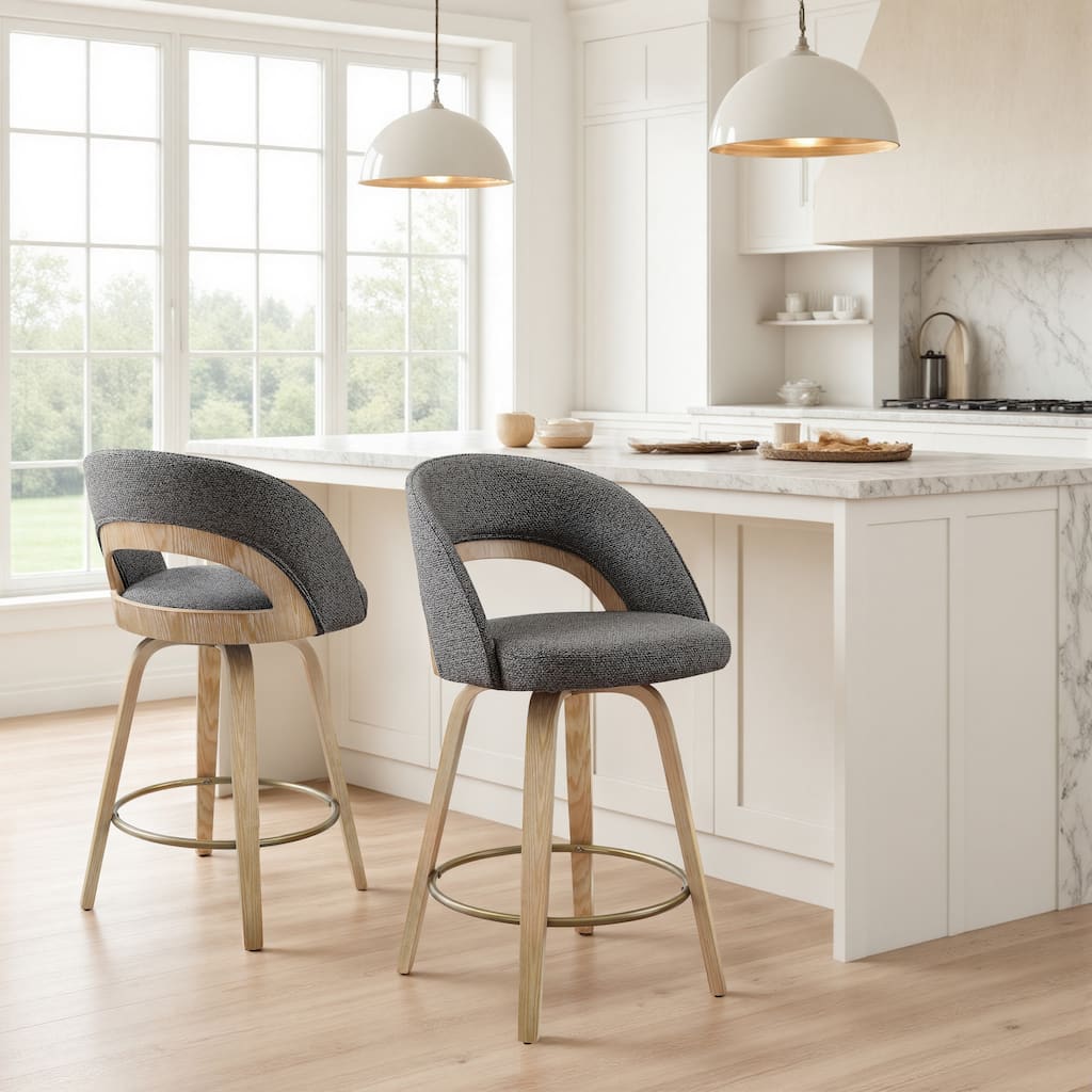 Set of 2 Modern Upolstered Swivel Counter Height Barstool