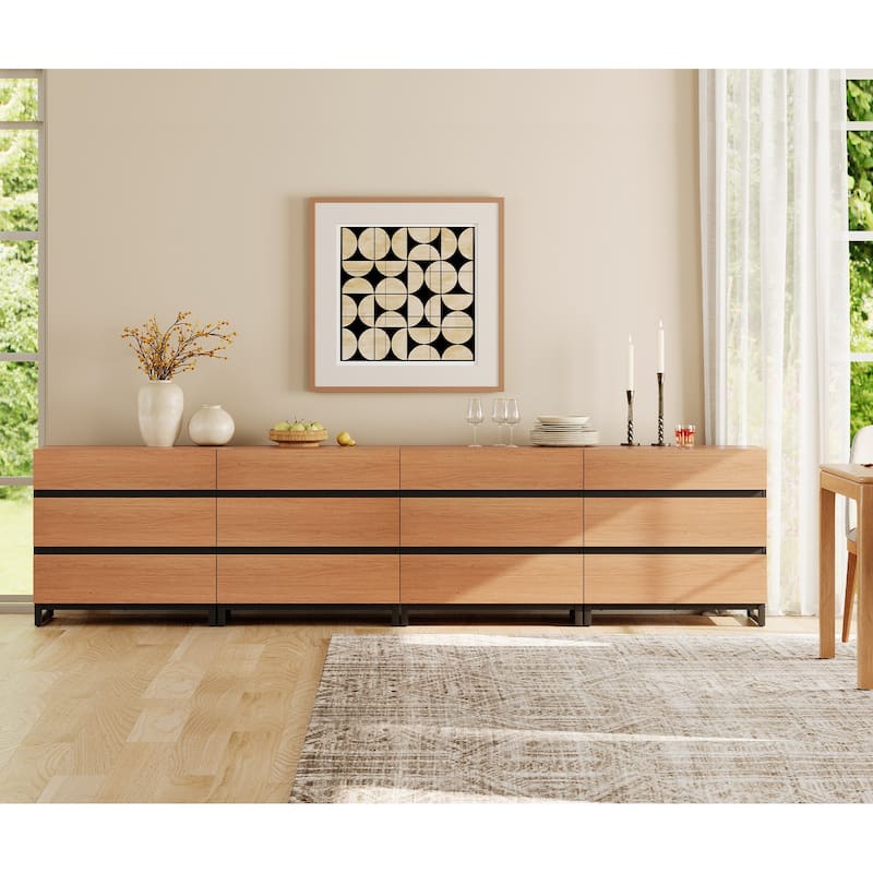 Dresser for Bedroom, Closet Organizers and Storage with Adjustable Shelves, Wooden Modern Dresser - MOCHA - 12-drawer