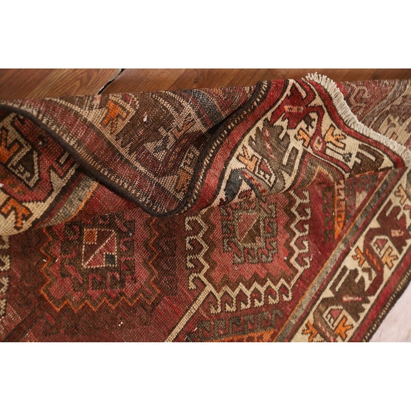 Red & Pink Geometric Bakhtiari Persian Rug Hand-Knotted Wool Carpet - 4'5" x 7'4"