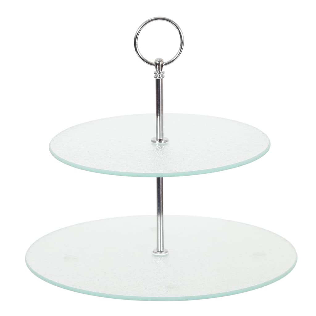 Creative Home Textured Clear Tempered Glass 2-Tier Serving Stand
