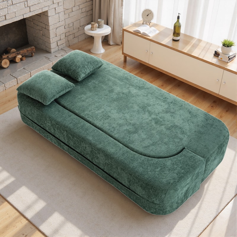 79" boneless loveseat Convertible Folding Sofa Bed, Twin Sleeper Sofa with Pillow, Modern Chenille Couch for Living Room