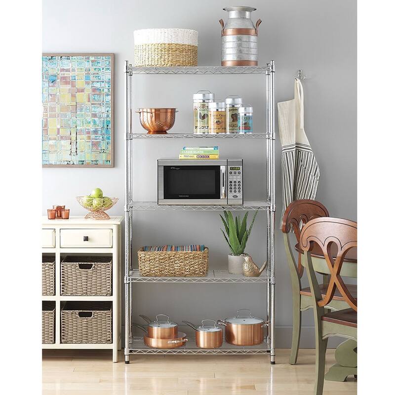 Metal 5-Shelf Heavy Duty Storage Shelving Unit Steel Organizer Wire Rack