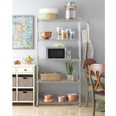 Metal 5-Shelf Heavy Duty Storage Shelving Unit Steel Organizer Wire Rack