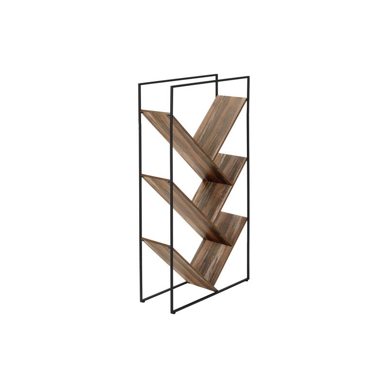 Bookshelf, Bookcase, Etagere, 3 Tier, 60"h, Office, Bedroom, Laminate, Metal, Contemporary, Modern