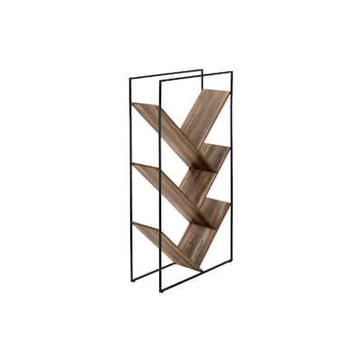 Bookshelf, Bookcase, Etagere, 3 Tier, 60"h, Office, Bedroom, Laminate, Metal, Contemporary, Modern