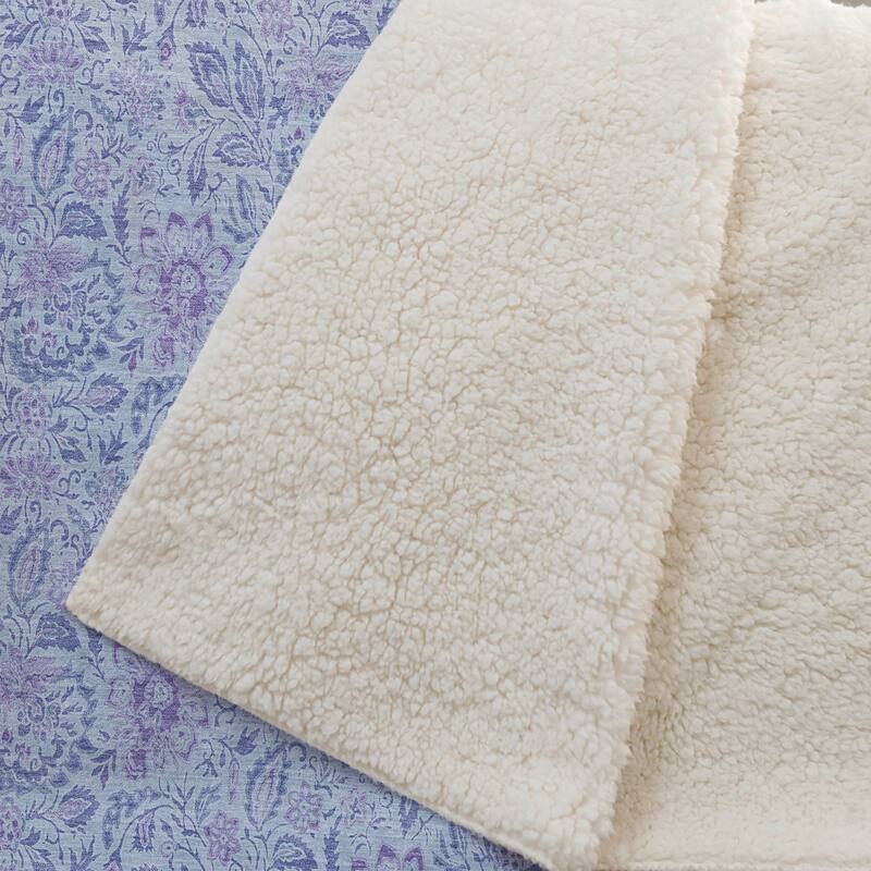 Premium Machine Washable Floral Sherpa Throw Blanket
