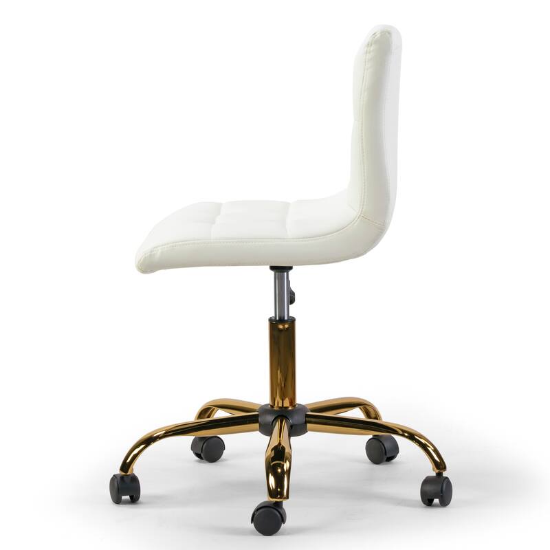 Aman Cream Adjustable Height Swivel Office Chair w/ Golden Wheel Base
