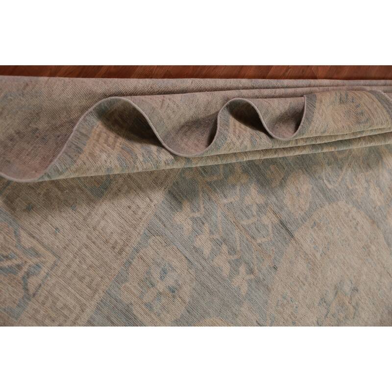 Hand Knotted Oriental 100% Wool Carpet Transitional All-Over Navy Blue & Blues Oushak Area Rug - 18' 6'' X 12' 4''