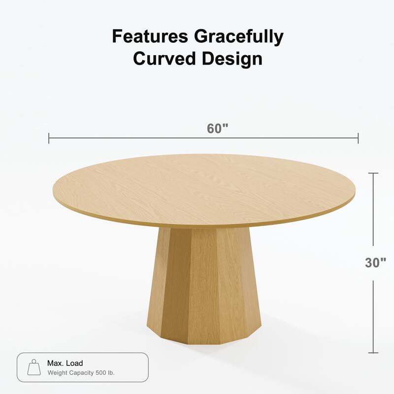 Solid Wood Round Dining Table Kitchen Table with Tabletop and Tapered Base for Living/Dining Room Coffee Office