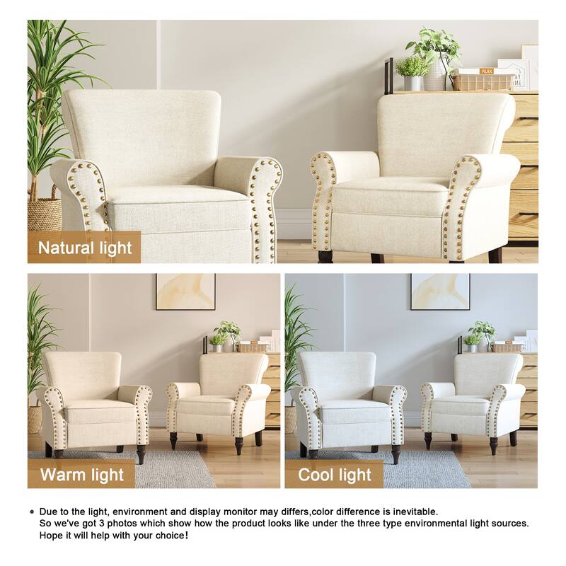 Living Room Armchair with Nailhead Trim - 29.9"W x 29.9"H x 32.9"D