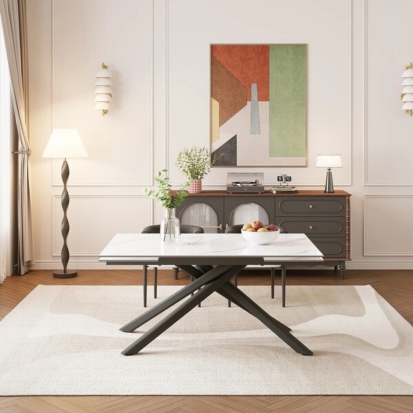 102.36 Inch Extendable Rectangular Sintered Stone Dining Table Bed Bath Beyond 40764766