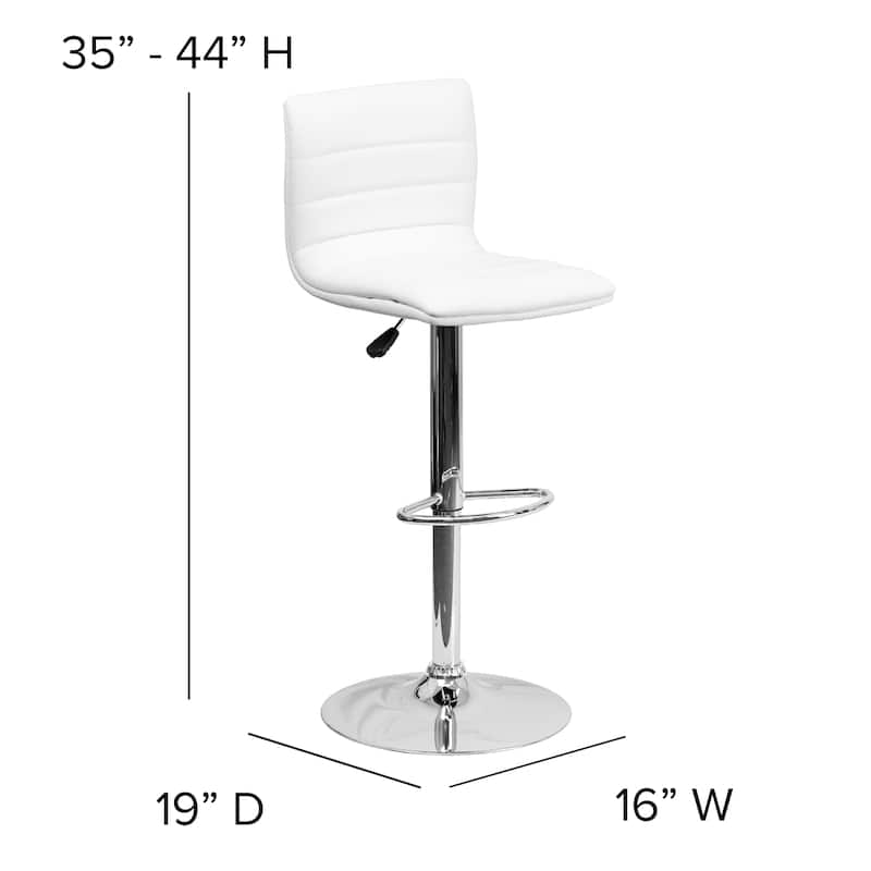 Modern Vinyl Stitch Back Adjustable Height Barstool - 16"W x 19"D x 35" - 44"H