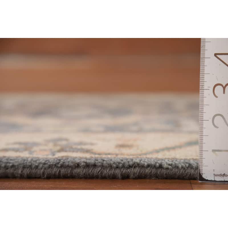 Oushak Indian Runner Rug Hand-Knotted Transitional Grey Wool Carpet - 2'7"x 8'0"