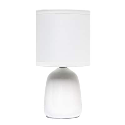 Tall Ceramic Thimble Bedside Table Desk Lamp with Drum Shade - 10" - Cream