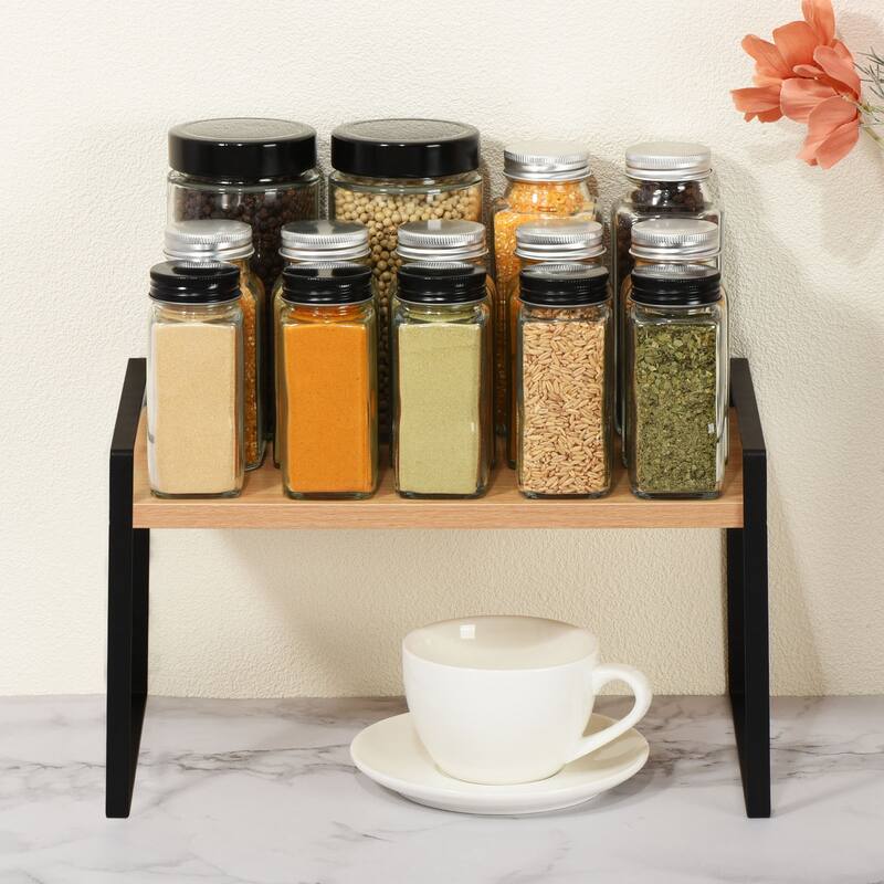 Kitchen Countertop Organizer, 12.9 Inch Stackable Spice Racks for Pantry, Black