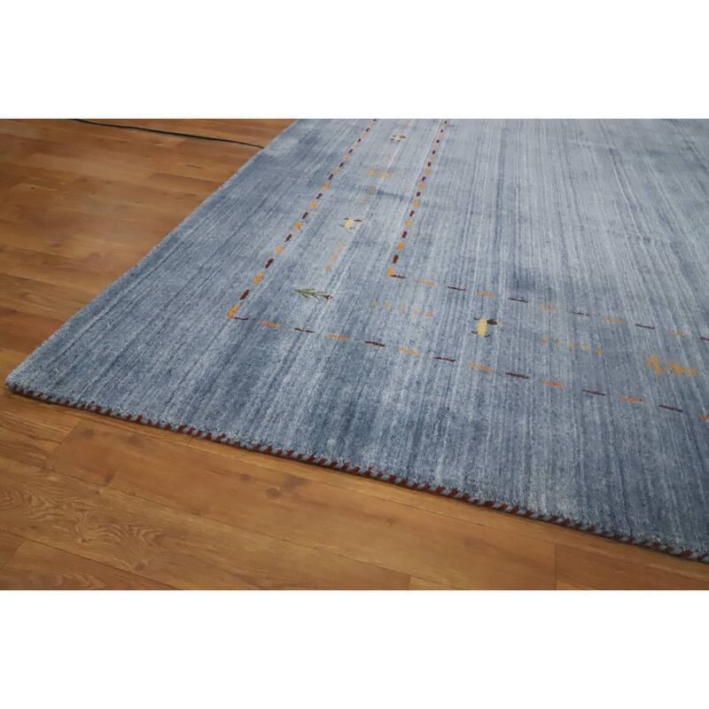 Hand Knotted Oriental 100% Wool Carpet Tribal Animal Pictorial Navy Blue & Blues Gabbeh Area Rug - 9' 10'' X 9' 9''