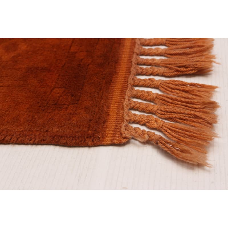 ECARPETGALLERY Hand-knotted Color Transition Burnt Orange Wool Rug - 6'7 x 9'11