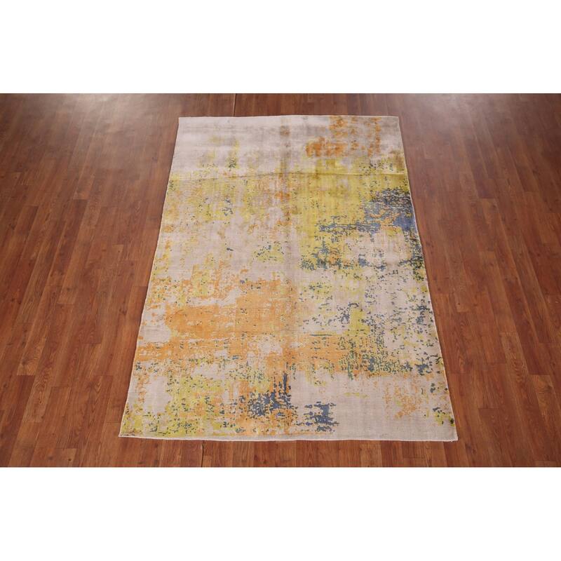 Multicolor Abstract Modern Accent Rug Hand-Knotted Wool Carpet - 4'5" X 6'5"