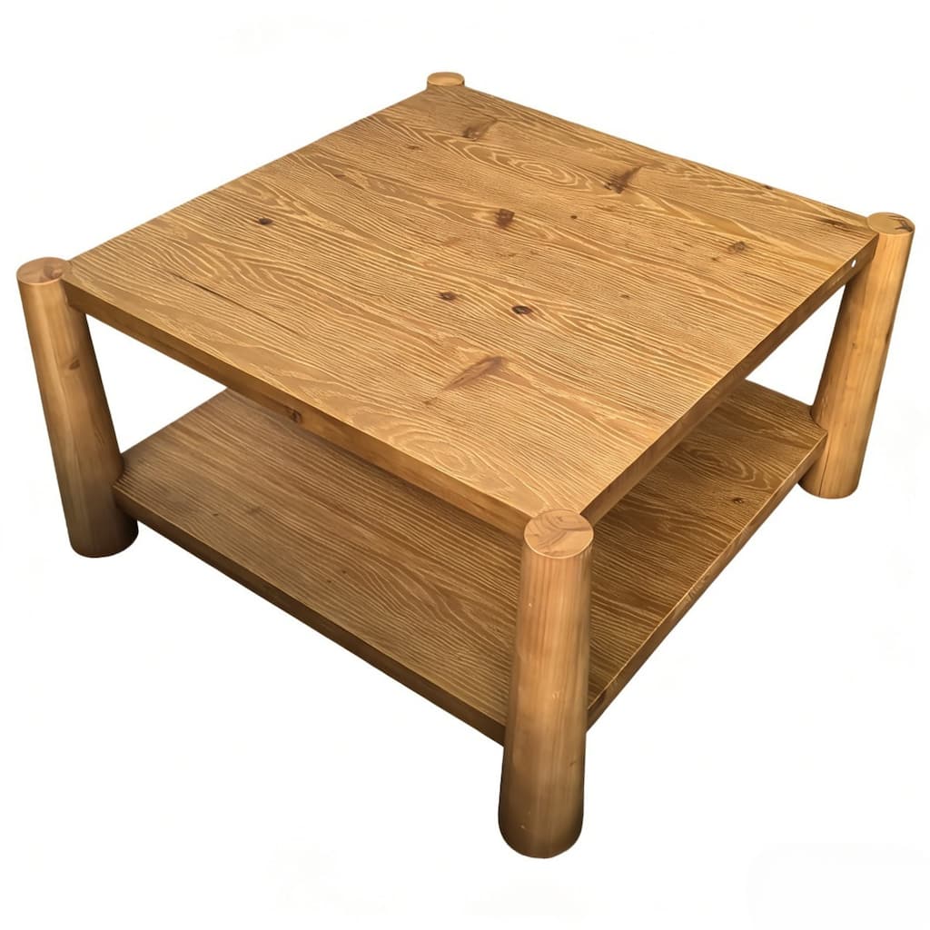 34" Rustic Solid Wood Coffee Table, Square Living Room Center Table