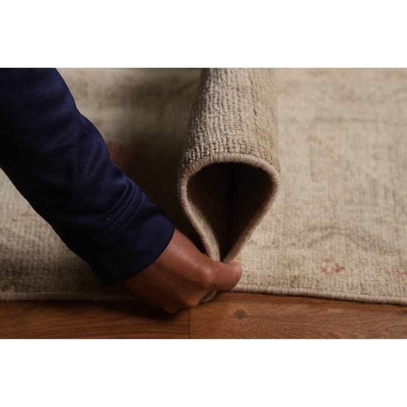 Hand Knotted Oriental 100% Wool Carpet Transitional All-Over Brown Oushak Area Rug - 13' 9'' X 10' 3''