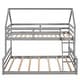 preview thumbnail 28 of 33, House Shape Twin over Full Wood Bunk Bed with Slide and Ladder, White