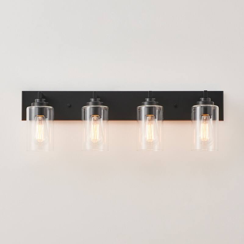 KAWOTI 28.4" 4-Light Bathroom Vanity Light with Clear Glass Shade