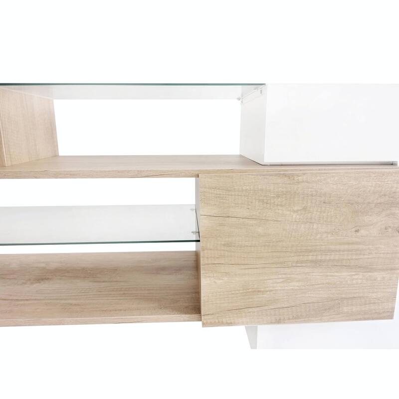 Unique Shape TV Stand with Illuminated Glass Shelves