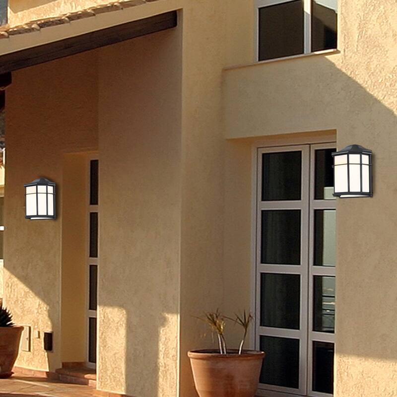 1-Light 9.85" Retro Textured Black Outdoor Wall Light, E26,set of 2