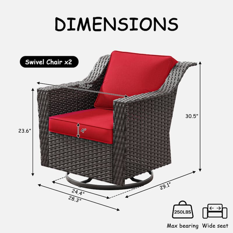 Cozywor Outdoor Patio Swivel Rattan Rocking Wicker Chairs Set of 2 for Backyard Porch Deck, Metal Rocking Frame - N/A