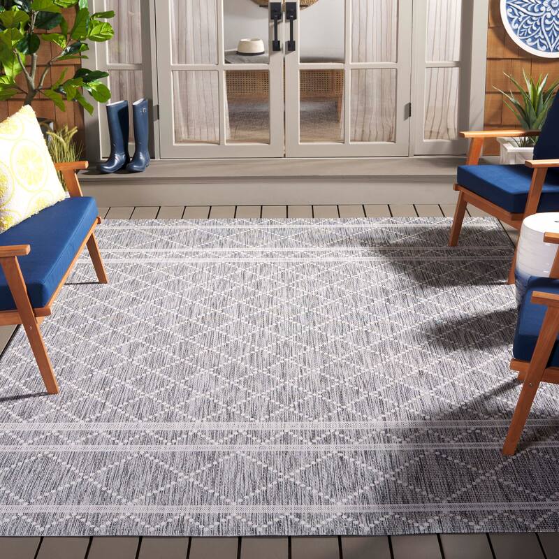 SAFAVIEH Courtyard Andreea Trellis Waterproof Patio Backyard Rug - 8' x 10' - Light Grey/Dark Grey