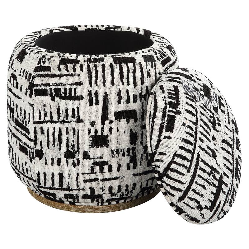 Abstract Geometric Storage Pouf Ottoman - 18" - White and Black