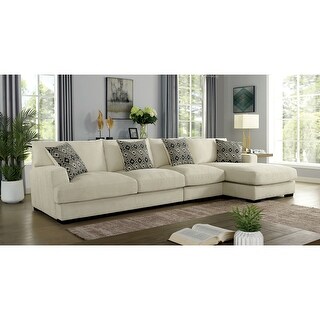 Furniture of America Kintra Contemporary Beige Large L-Shaped Sectional