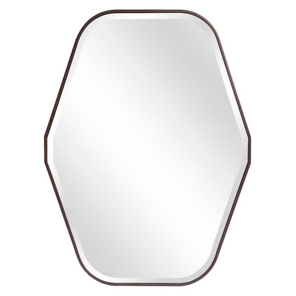 slide 2 of 7, Allan Andrews Octagonal Wall Mirror with Espresso Stained Wood Frame - 39"H x 29"W