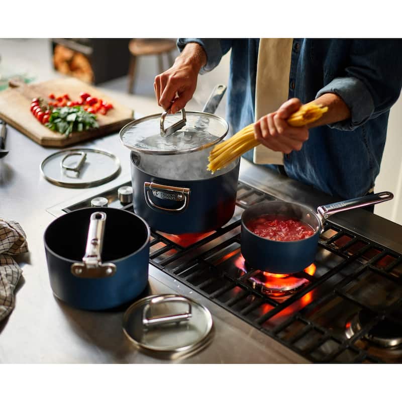 Joseph Joseph Space Ceramic Non-Stick 2.9 Qt. Saucepan with Folding Handle and Lid