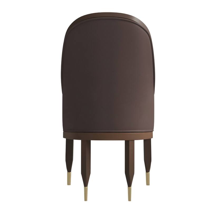 Belle Upholstered Leather Dining Chair Rubberwood Legs with Gold Caps Set of 2