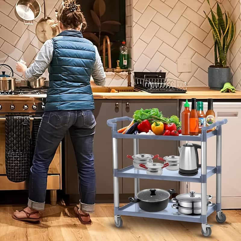 3-Tier Service Utility Cart for Foodservice Restaurant Office Kitchen Hotel - N/A
