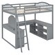 preview thumbnail 8 of 13, Full Size Wooden Loft Bed with U-shaped Desk and Tri-fold Mirror